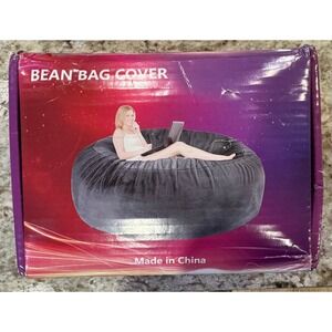 Unbranded 5ft Bean Bag Cover Charcoal Gray Plush Round Large No Filler New B6.a